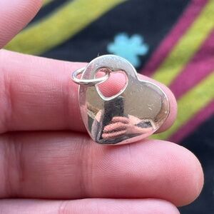 VTG Y2K Sterling Silver 925 Heart Cutout Petite Chunky Pendant Charm